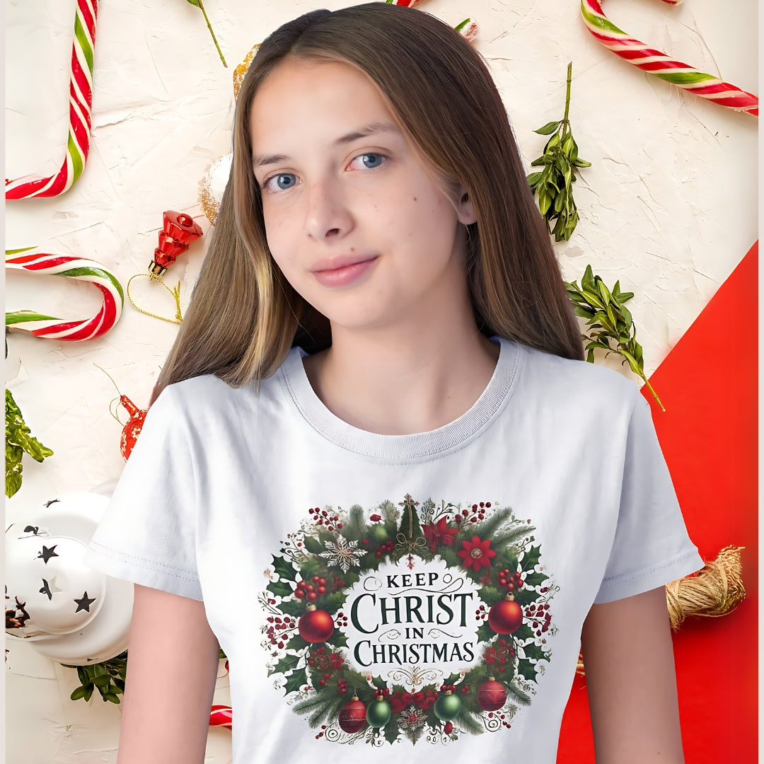 Keep Christ in Christmas T-Shirt | Faith-Filled Family Matching Tee (Toddler to Adult Sizes, White, Red, Green