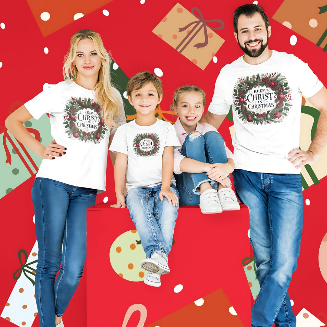 Keep Christ in Christmas T-Shirt | Faith-Filled Family Matching Tee (Toddler to Adult Sizes, White, Red, Green