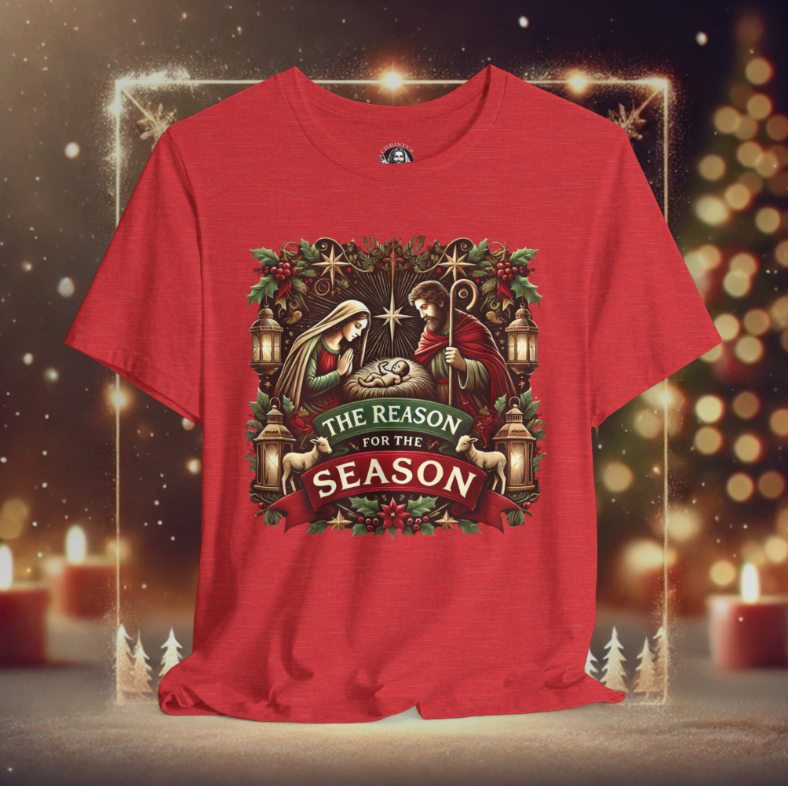 Reason For The Season Version 2 | Christmas Family Matching T-Shirt  (Toddler to Adult Sizes, White, Red, Green)