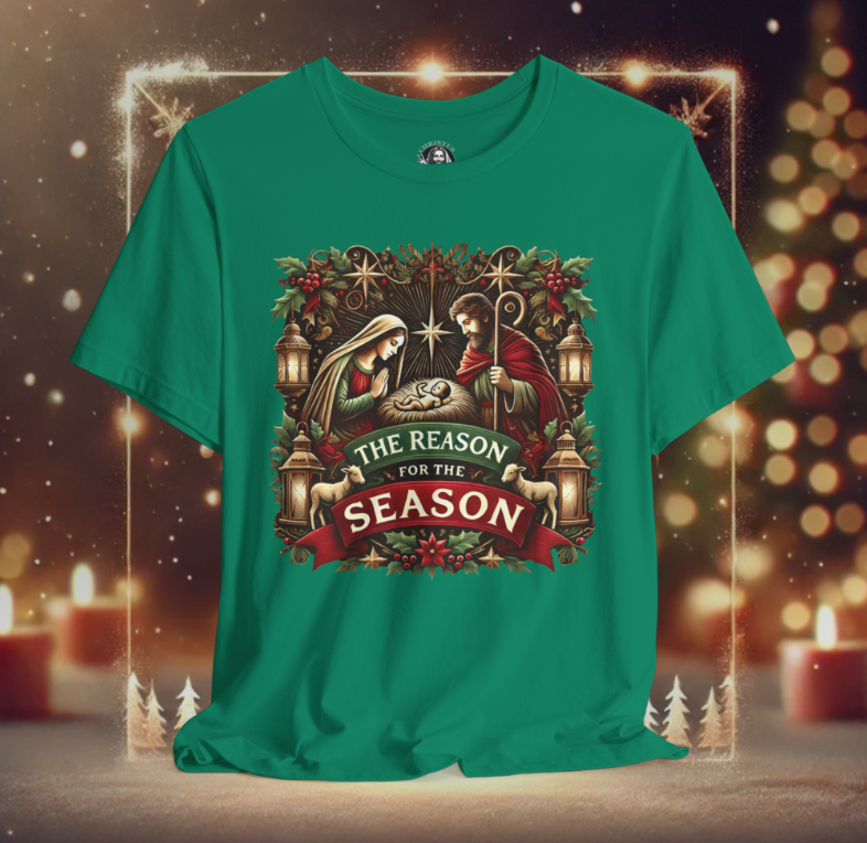 Reason For The Season Version 2 | Christmas Family Matching T-Shirt  (Toddler to Adult Sizes, White, Red, Green)