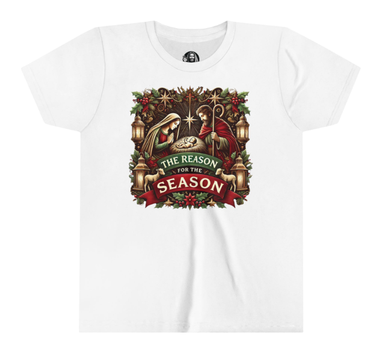 Reason For The Season Version 2 | Christmas Family Matching T-Shirt  (Toddler to Adult Sizes, White, Red, Green)